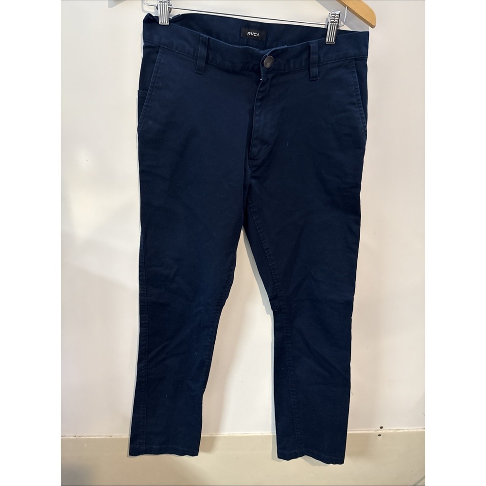 RVCA The Week-End Fit Chino Pant Mens 29x30 Blue Stretch Twill Straight Leg